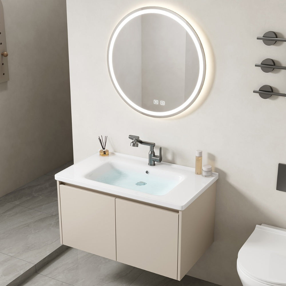 Floating Bathroom Vanity with Sink, High Gloss Single Sink Wall Mounted Bathroom Storage Vanity Cabinet, Modern Bathroom Sink Cabinet.